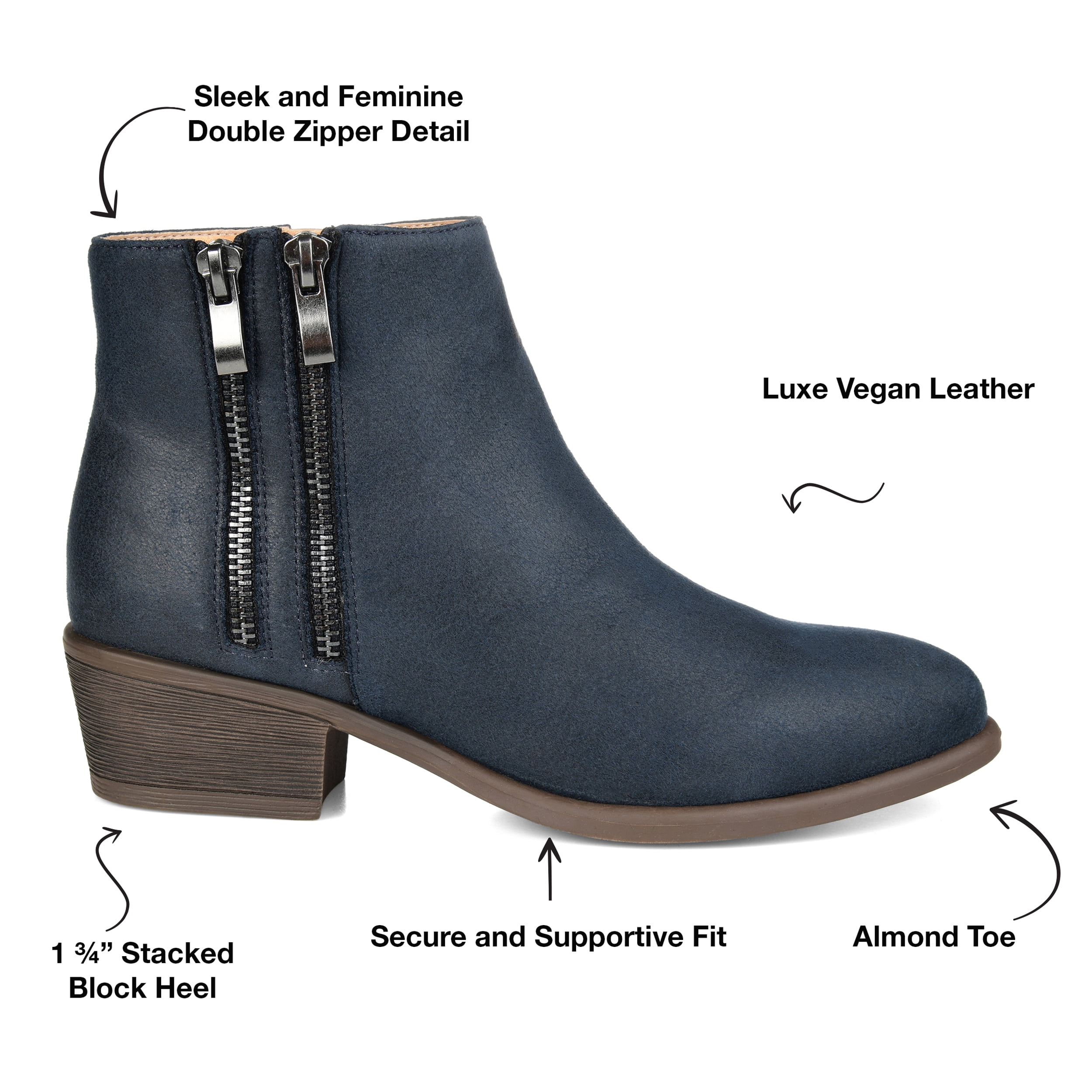 Journee Womens Jayda Inside Zip Stacked Heel Booties