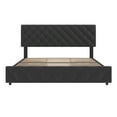 thumbnail image 7 of Upholstered Queen Platform Bed Frame with 4 Storage Drawers Adjustable Headboard, PU Leather Platform Storage Bedframe with Button Tufted, Wooden Slats Support, No Box Spring Needed, Noise-Free, 7 of 7