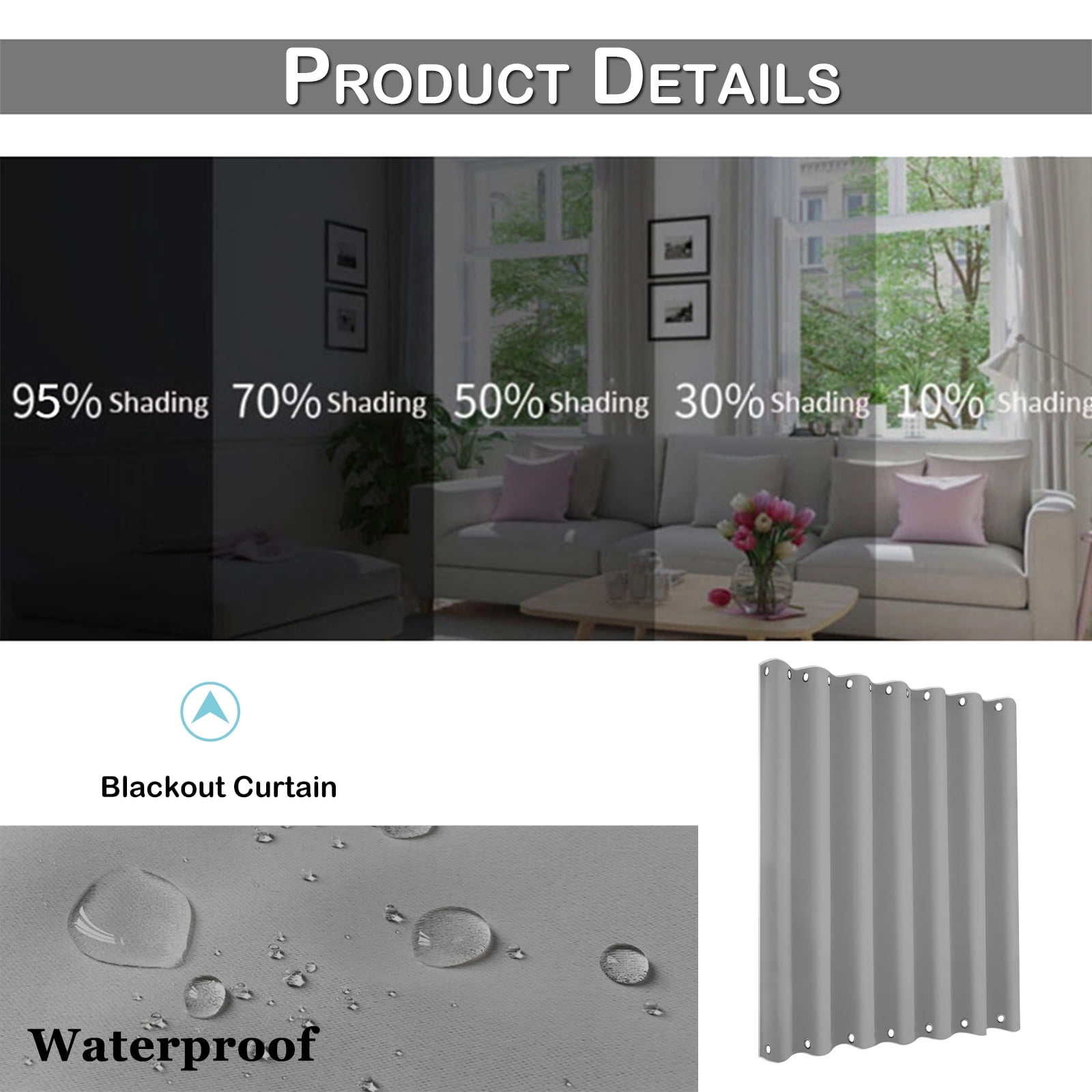 DONGPAI Outdoor Patio Curtains Waterproof Rustproof Top and Bottom Grommet Sunlight Blocking Curtain Heavyweight Drapes Keep Privacy for Yard/Porch, 100''x 96'', Gray, 1 Panel