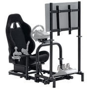 Supllueer Gaming Racing Simulator Cockpit With Black Seat & Monitor Mount Fit Logitech Thrustmaster T248 T300.Excluding electronic devices