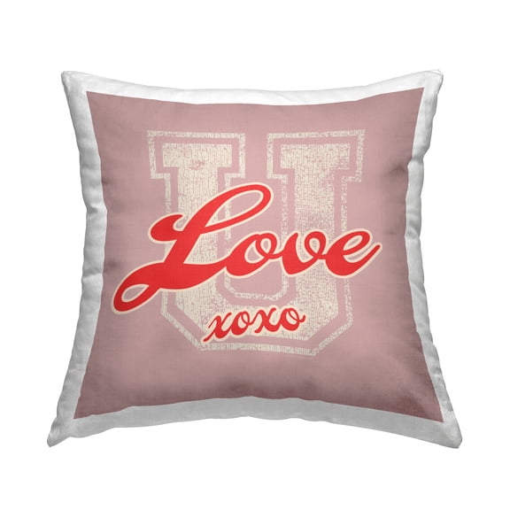 Stupell Industries Love U XOXO Varsity Decorative Printed Throw Pillow Design by Higher Learning/Life Is High.