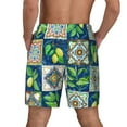 thumbnail image 3 of Sigee Lemon and Leaves Print Mens Swim Trunks with Compression Liner Quick Dry Swim Stretch Beach Shorts with Pockets,S-3XL, 3 of 7
