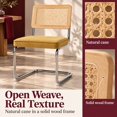thumbnail image 3 of Gold Velvet Modern Rattan Dining Chairs Set of 4, Cane Back, Dinning Chairs, Sillas de Comedor, Upholstered Mid Century Modern Dining Room Chair, Chrome Metal Kitchen Chair, 3 of 9