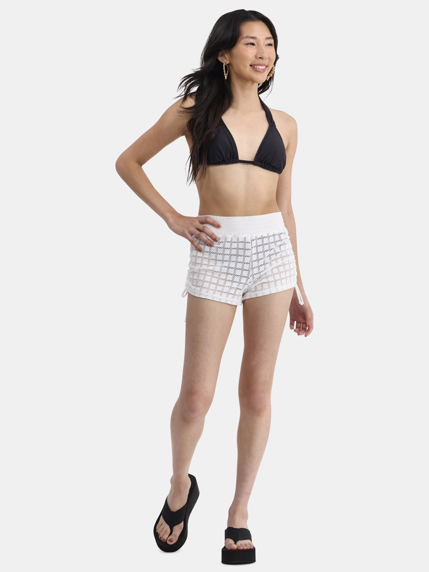 No Boundaries Crochet Swim Coverup Shorts, Women's