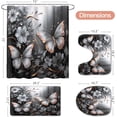 thumbnail image 6 of 4 Pcs Green Floral Butterfly Shower Curtain Sets with Non-Slip Rugs, Emerald Flower Toilet Lid Cover and Bath Mat, Vintage Bathroom Decor Set with Shower Curtain and Rugs(Hooks Not Included), 6 of 6