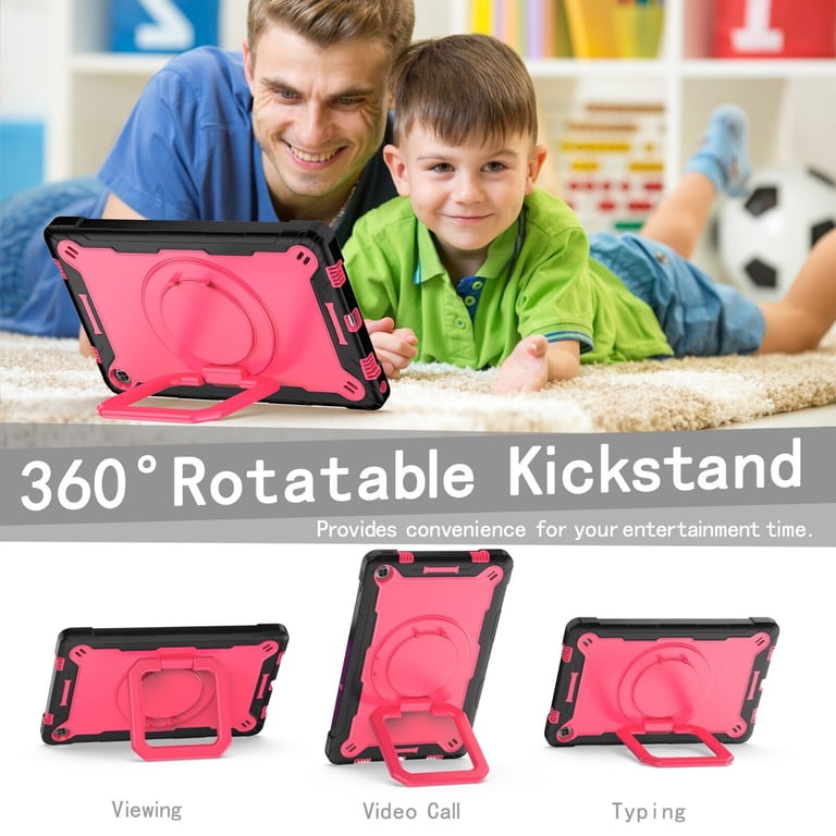 Dteck For Lenovo Tab M10 Case 10.1 Inch 2022 3rd Gen TB-328F, Heavy Duty Hybrid Shockproof Rugged Kids Case With Kickstand Crossbody Shoulder Strap, Black Blue