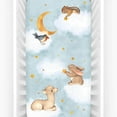thumbnail image 2 of Rookie Humans 100% Cotton Sateen Fitted Crib Sheet: Goodnight Wonderland. Modern Nursery, Use as a Photo Background for Your Baby Pictures. Standard Crib Size (52 x 28 inches), 2 of 4