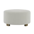thumbnail image 3 of Christopher Knight Home Round Backless Ottoman, White Upholstery with Wooden Legs, Modern Minimalist Ottoman, 3 of 9