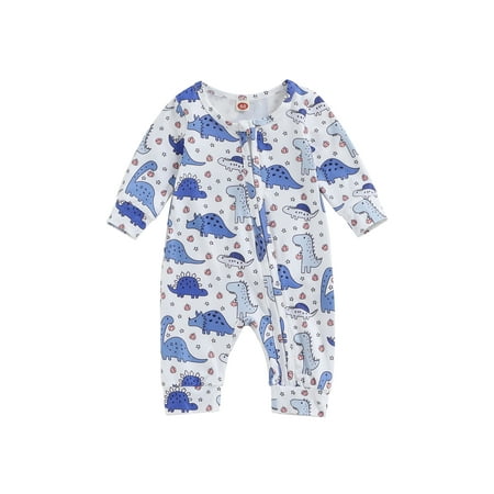 

Baby Halloween Rompers Dinosaur Print Long Sleeve Zipper Jumpsuit