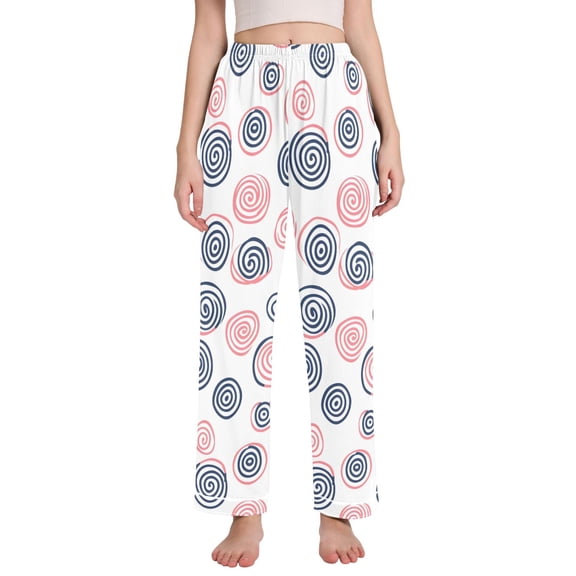 Dailycode Women's Pajama Pants Wide Leg Lounge Pj Bottoms With Pockets Hand Drawn Swirl Doodle