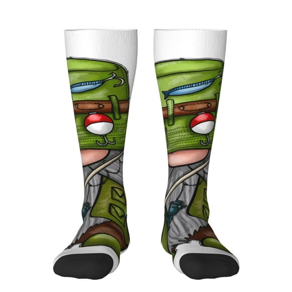 Balery Fishing Gnome Calcetines novedosos Calcetines deportivos Calcetines hasta la rodilla Calcetines de algodón Calcetines originales y geniales