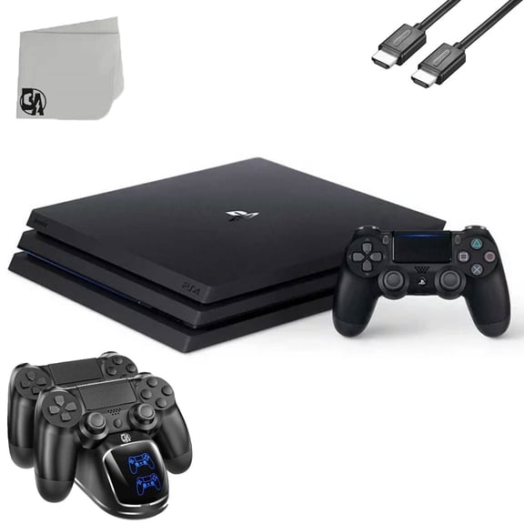 Pre-Owned Restored Sony PlayStation 4 Pro 1TB Gaming Console Black with Charging Dock HDMI Cable Bolt Axtion