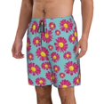 thumbnail image 2 of KLL Daisies Flowers Men's Casual Summer Beach Shorts Hawaiian Shorts with Pockets-XX-Large, 2 of 5