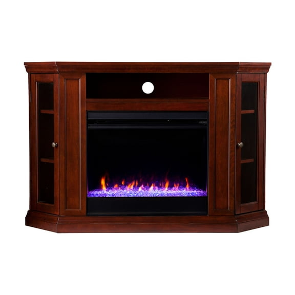 SEI Furniture Claremont Color Changing Electric Fireplace in Cherry