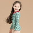 thumbnail image 5 of Hiijoy Toddler Girls One-Piece Swimsuit Plaid Cherry Print Long Sleeve Swimwear, Sizes 4-9, 5 of 6