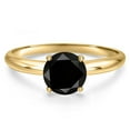thumbnail image 3 of Gem Stone King 14K Yellow Gold Black Diamond Engagement Ring for Women | 2.20 Cttw | Round 8MM | Gemstone April Birthstone | Size 5, 3 of 6