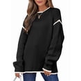 thumbnail image 2 of Women Crewneck Sweaters Long Sleeve Knit Pullover Sweater Casual Fall Tops Black S, 2 of 8