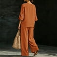 thumbnail image 7 of Guluxicc Women's 2-Piece Outfit Sets V-Neck 3/4 Sleeve Blouse and Wide Leg Pants Casual Loungewear Suit, 7 of 7