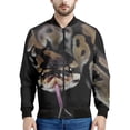 thumbnail image 4 of Chaqueta deportiva con estampado 3D de serpiente de terror para primavera y otoño de 2024, chaqueta de estilo aviador con cuello alto para uso diario, ropa de calle, tops con cremallera, 4 of 5