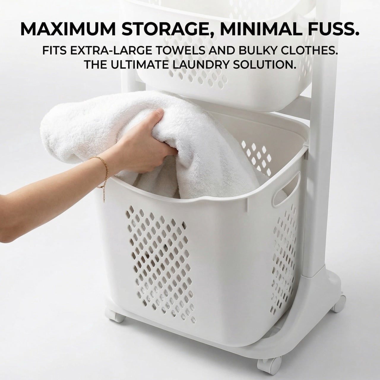 4-Tier Rolling Laundry Hamper Sorter with Wheels, Removable Laundry Basket Storage Organizer, Laundry Cart for Dirty Clothes Storage in Bathroom & Bedroom, White