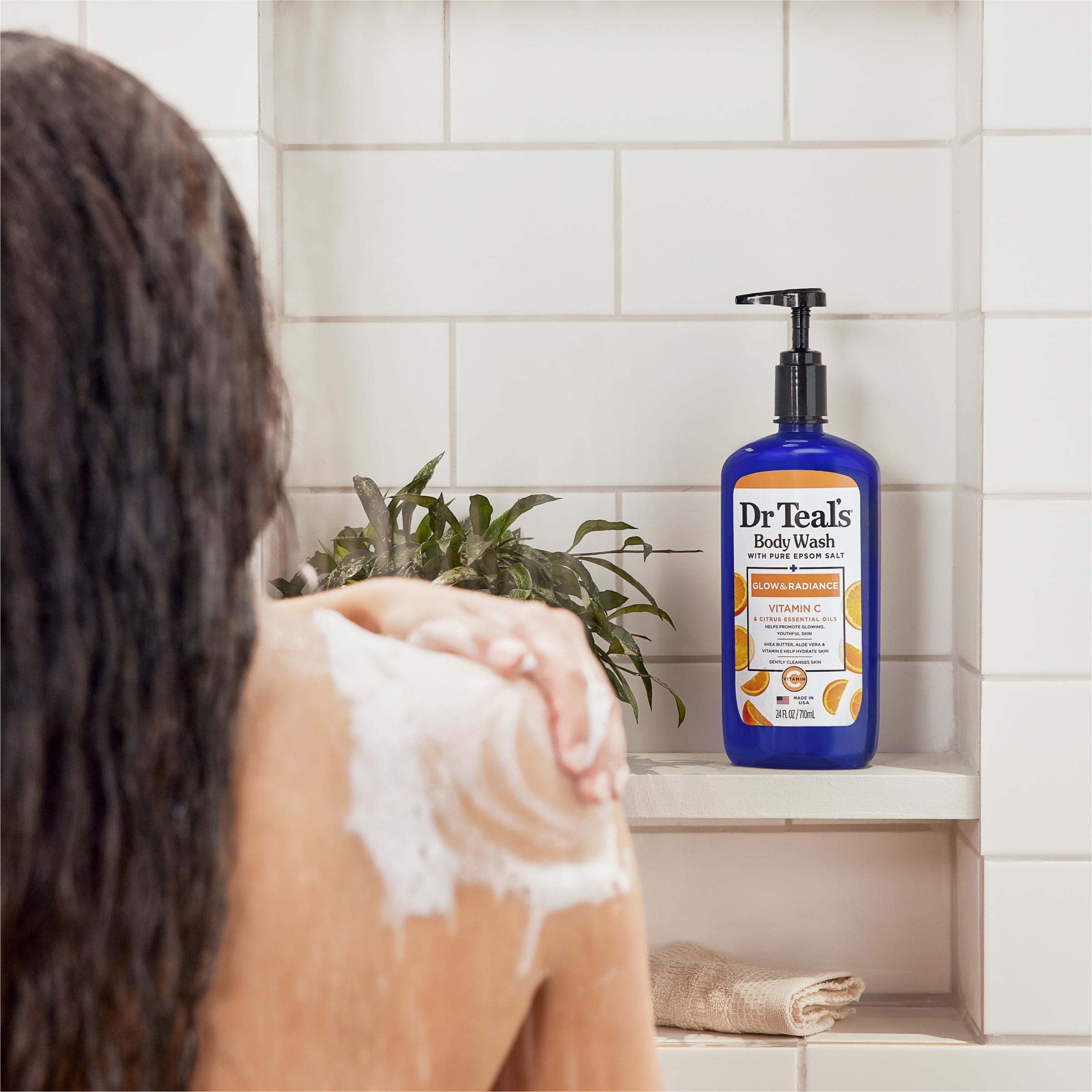 Dr Teal's Body Wash with Pure Epsom Salt, Glow & Radiance with Vitamin C & Citrus, 24 fl oz