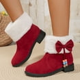 thumbnail image 2 of Rokment Bow Mid Calf Snow Boots for Women Girls 2025 Ethnic Fuzzy Warm Suede Bowknot Short Dress Ankle Booties, 2 of 6