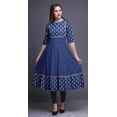 thumbnail image 2 of Bimba Royal Blue Block Floral Indian Kurtis For Women Party Wear Anarkali Kurta Printed Long Maxi Dress Medium, 2 of 5