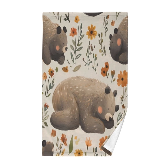 Pure Cotton Face Towel 16x28 Inches Hand Towel Bath Towel Hand Bath Towels Soft Good Water Absorption for Washing Face Wiping Face Gray Sleeping Bear
