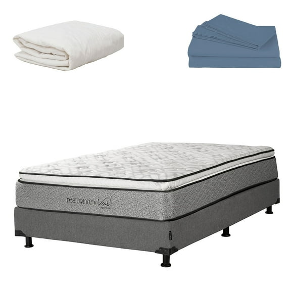 Colchón Queen Size Vail + Box + Sábanas Softy + Protector de colchón