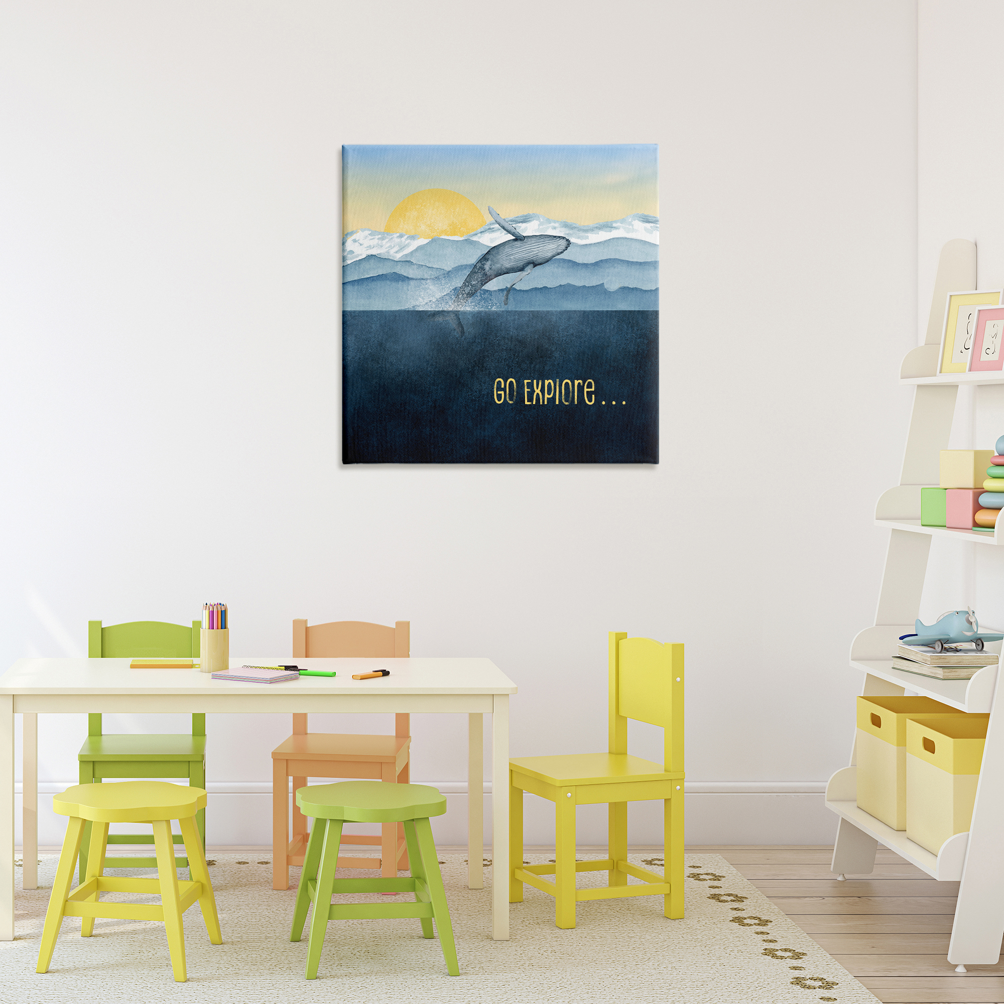 Go Explore Whale Breach Canvas Wall Art, design by Brett Blumenthal