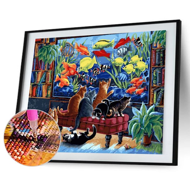 Cuadros Decorativos Kit de póster de mundo de gato 5D con pintura de diamante de taladro redondo completo hecho a mano (HJ111) Sywqhk Nuevos Originales