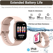 Vibeat Smart Watch for Men, 1.85 AMOLED Screen with Bluetooth Call & Voice Control, 120+ Sport Modes, IP68 Waterproof Fitness Tracker for Android iOS, Pink
