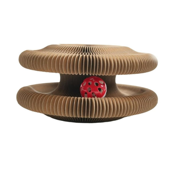 Juguetes para gatos, tablero rascador de acordeón, juguete de órgano interactivo con bola, tapete rascador de cartón de enriquecimiento para cama de