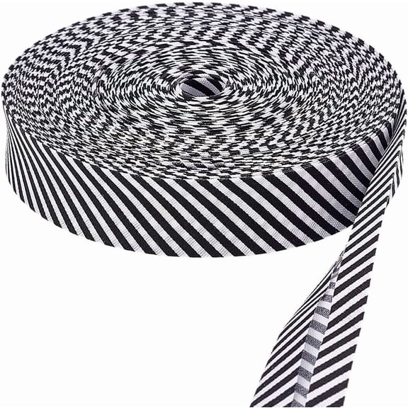 24 Yards/22m Single Fold Bias Tape Black White Stripe Ribbons 3/4 inch(20mm) Polyester Single Fold Binding