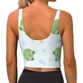 thumbnail image 3 of Haiem Kawaii Frogs Pattern Womens Sports Bra - U Neck Padded Low Impact Yoga Bra Workout Crop Top Gym Moisture-Wicking Workout Vest -Medium, 3 of 9