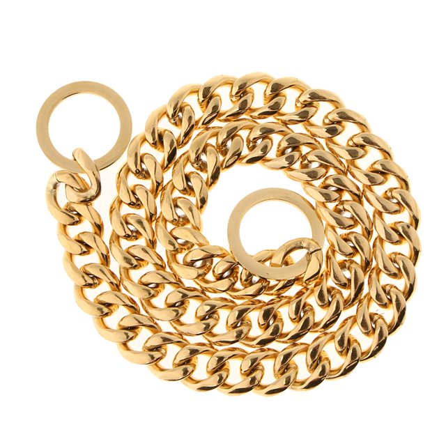 Cadena de acero inoxidable de 15 mm para perro, colr sin cuello, para mascotas Bull, oro de 24 pulgadas Zulema collar de cadena para perro