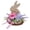 Pink, variant on Easter Wooden Bunny Decor with Artificial Floral Arrangement, Spring Farmhouse Table Centerpiece for Home Garden Party, Tiered Tray and Indoor Table Decoration