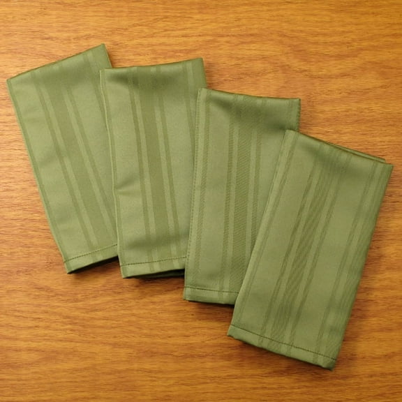 Stripes Woven Easy Care Microfiber Fabric Dinner Napkin, Set of 4 (Moss)