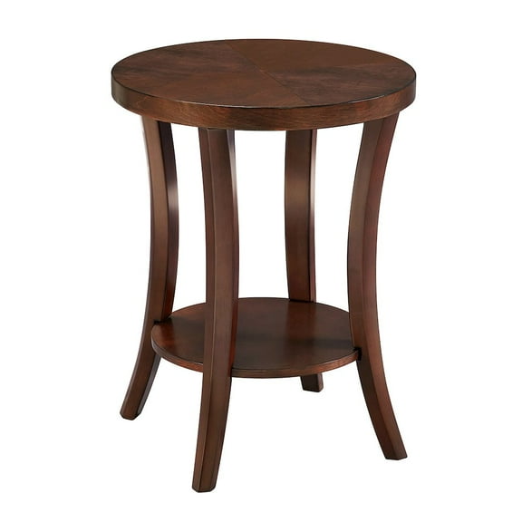 Convenience Concepts Charleston Round End Table with Shelf in Espresso Wood