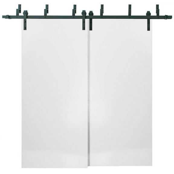 Sliding Closet Barn Bypass Doors | Planum 0010 White Silk | Sturdy Top Mount 6.6ft Rails Hardware Set | Wood Solid Bedroom Wardrobe Doors -36" x 96" (2* 18x96)