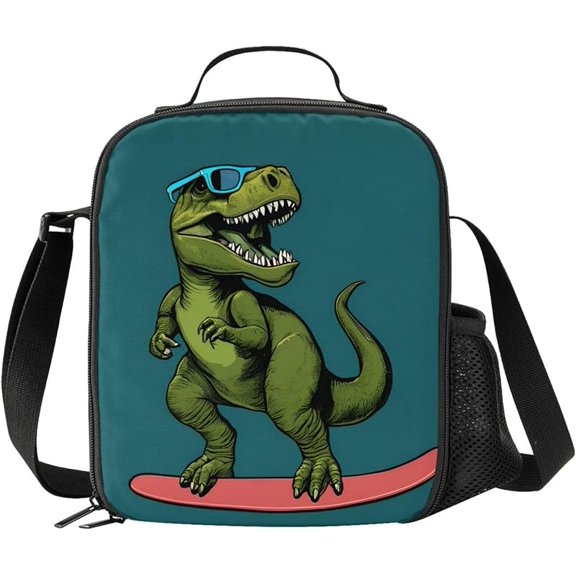 Surfing Dinosaur Lunch Box Insulated Meal Bag Lunch Bag Food Container for Boys Girls Travel Picnic
