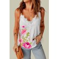 thumbnail image 1 of ABPHQTO Camiseta sin mangas blanca con estampado floral y escote de encaje para mujer, 1 of 5
