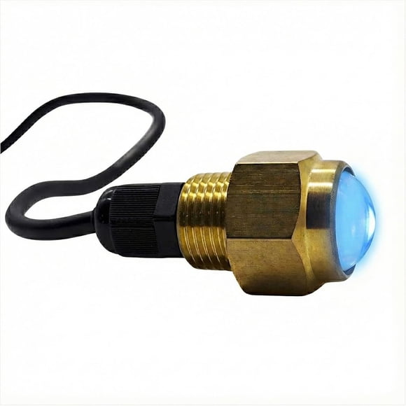 MARINE CITY Brass Drain LED Light Underwater, Blue, Durable & Corrosion-Resistant, Easy Installation, for Marines, Boats, Yachts, Pool Lights (Pack of 1)