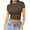 Brown, variant on Htigea Womens Summer Crop Tops Short Sleeve Round Neck T-Shirts Loose Fit Casual Blouse Army Green,2XL