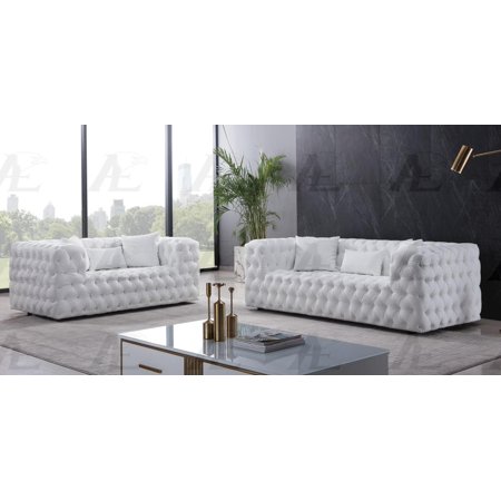 White Faux Leather Sofa Set 2 Pcs AE-D821-W American Eagle Modern
