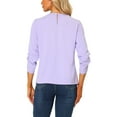 thumbnail image 4 of CURVOSPORT Women's Dressy Shirt Work Office Top Keyhole Pleated Front Ruched 3/4 Sleeve Chiffon Blouse XL Purple, 4 of 7