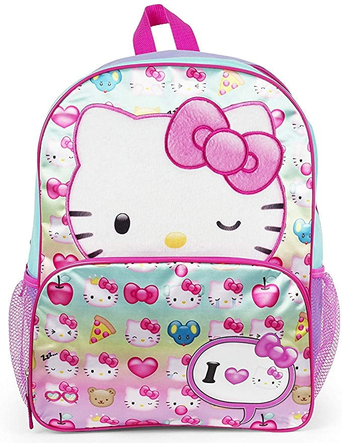 Hello Kitty Emoji Pink & Purple 16" Backpack School bag back to school back pack 
