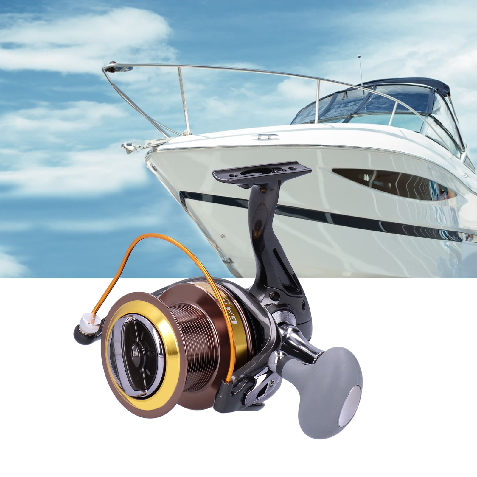 Yajisi Portable Spinning Reel 12+1 Bearing 4.6:1 Gear Ratio Fishing Wheel, GA11000 Size, Ambidextrous, Perfect for Freshwater and Saltwater Fishing Trips (Black)