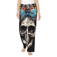 thumbnail image 2 of Lsque Bow Flower Skull Print Women's Pajama Pants, Lounge Pant - Comfortable Home Wear,Elastic Waistband, Stylish Design-Large, 2 of 9