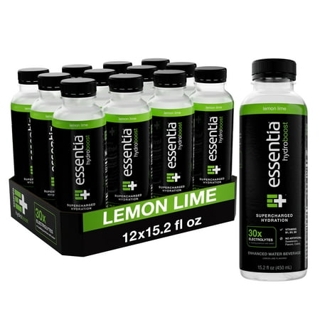 BEST BY JAN 17/2025 Essentia Hydroboost Enhanced Bottled Water  Lemon Lime  450 ml  12 Bottles